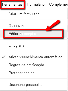 Editor de Scripts do Google Docs